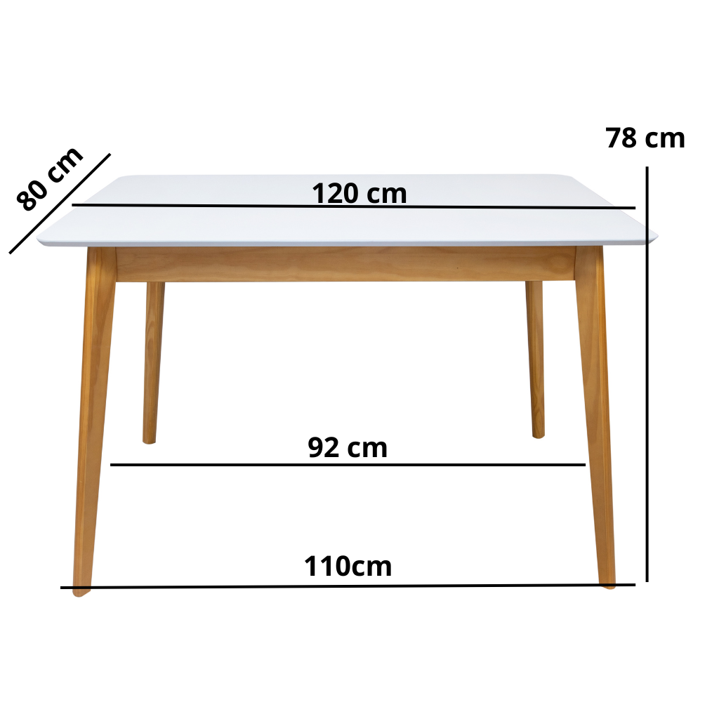 Mesa De Jantar Retangular 1,20 Dallas - Branco/Nozes
