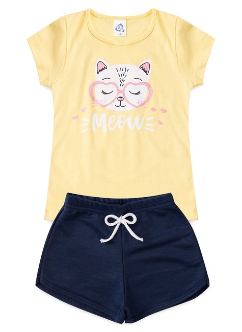 Conjunto Infantil de Verão para Menina Cropped e Shorts - GKS Rosa