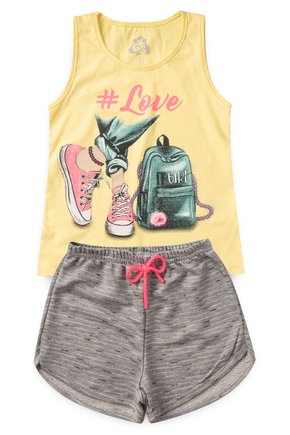 Conjunto Infantil de Verão para Menina Cropped e Shorts - GKS Rosa