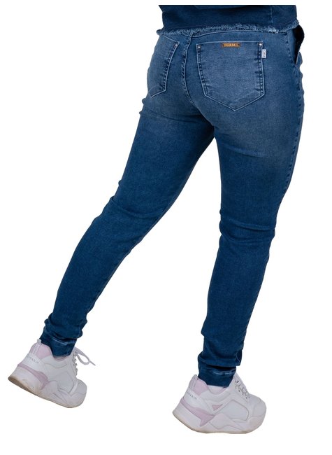 Calça Jeans Jogger com Elástico e Cordão Camel - Geração Moderna