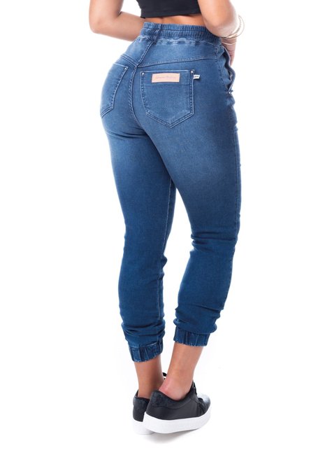 Calça Jeans Jogger com Conforto de Moletom Jeans Médio