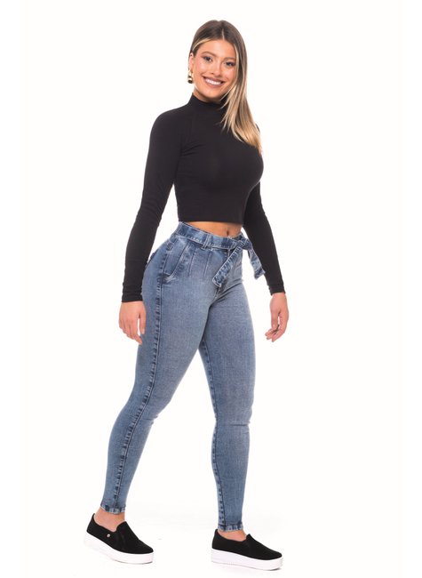 Calça Jeans Hot Pant Pants Cintura Alta Elastano Anitta - R$ 79,99