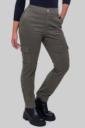 Calça sarja com shop bolso lateral feminina