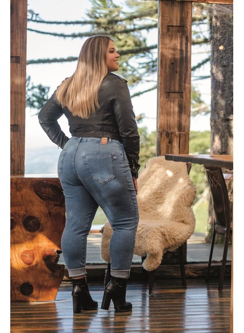 Calça Jeans Jogger com Elástico e Cordão Camel - Geração Moderna