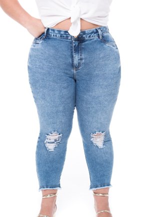 Cropped Corset Jeans com Lastex Jeans Claro