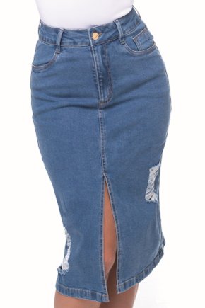 Saia jeans com deals ziper no meio