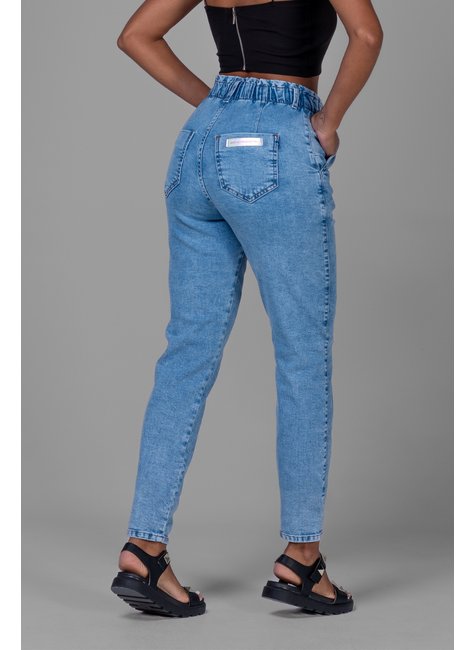 03 calca jeans baggy com elastico no cos