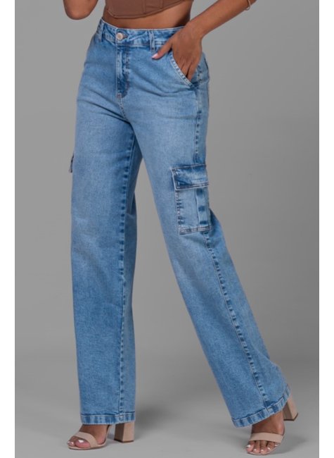 calca jeans wide leg cargo bolso faca jeans claro 10913 geracao moderna 6