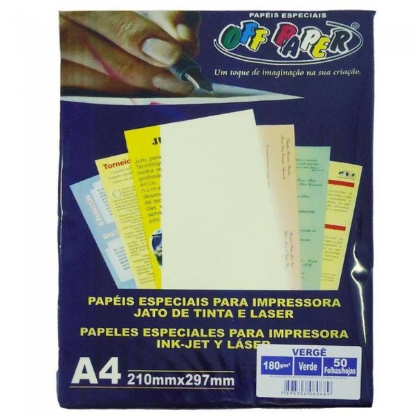 Papel A4 Offpaper 180g Vergê Verde C50 7974