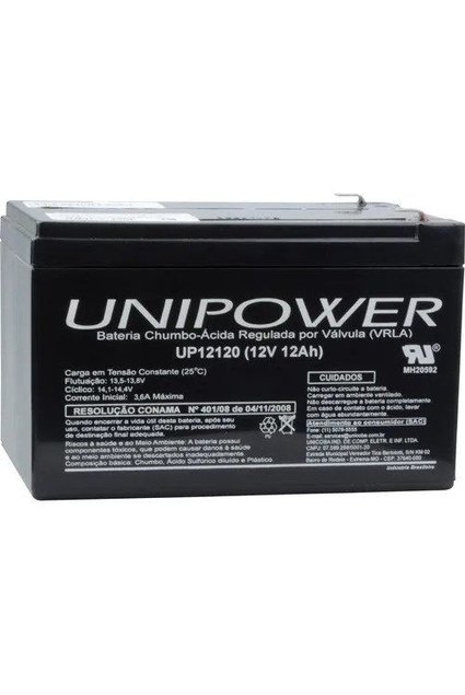 Bateria Selada Para Alarmes e Nobreak 12V 12A Unipower