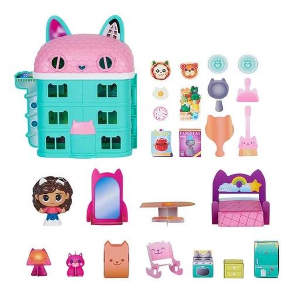 Dollhouse Toy Set Para Quarto, Pretend Game, Brinquedos Portáteis, Ônibus,  Padaria, Loja, Duplex, Contém 61 Acessórios, Pequenos Animais, 1:12, Quarto