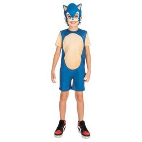 Fantasia Sonic Azul Infantil Original com Máscara