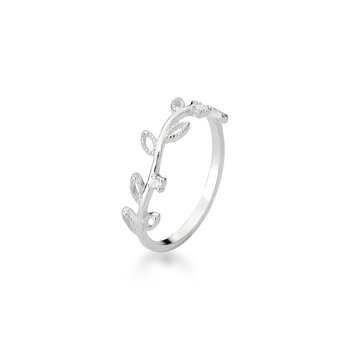 anel raminhos com zirconia folhas em prata 925 Glamour Pratas