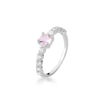 anel solitario zirconia rosa em prata 925 glamour pratas