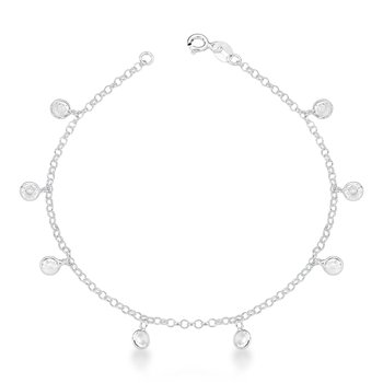 pulseira oito zirconias penduradas em prata 925 glamour pratas