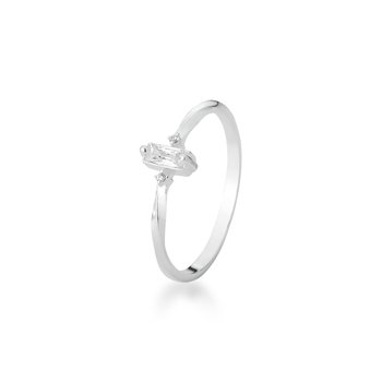 anel solitario trancado zirconia retangular prata 925 glamour pratas