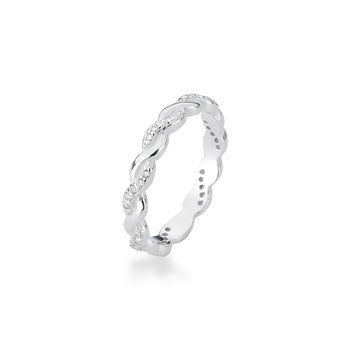 anel trancado torcido entrelacado cravejado prata 925 glamour pratas
