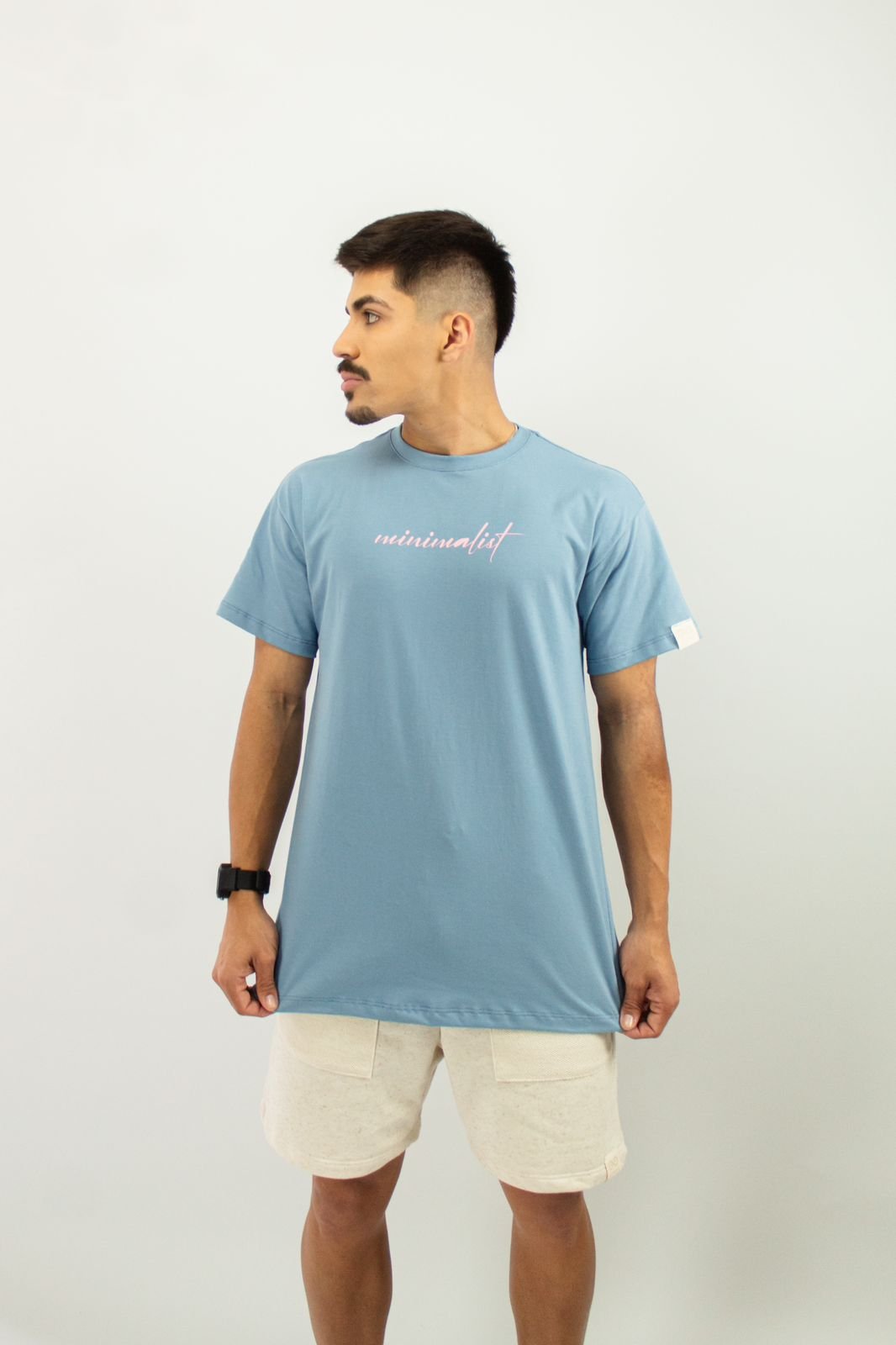 camiseta moda sustentavel azul unissex gnine 2