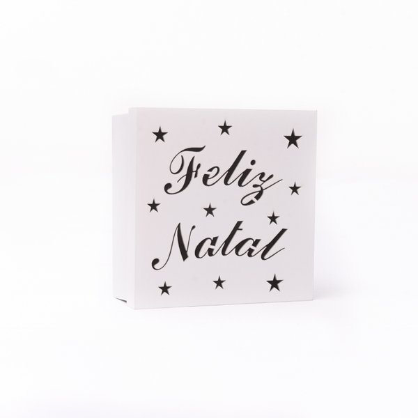 Caixas Personalizadas Brancas 100% MDF (17x17x07) Feliz Natal Caixas Personalizadas Brancas 100% MDF (17x17x07) Feliz Natal