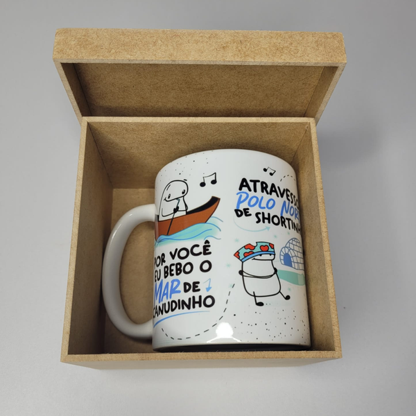 Caneca 325ml Namorados Meme Flork Cerâmina Envio Imediato