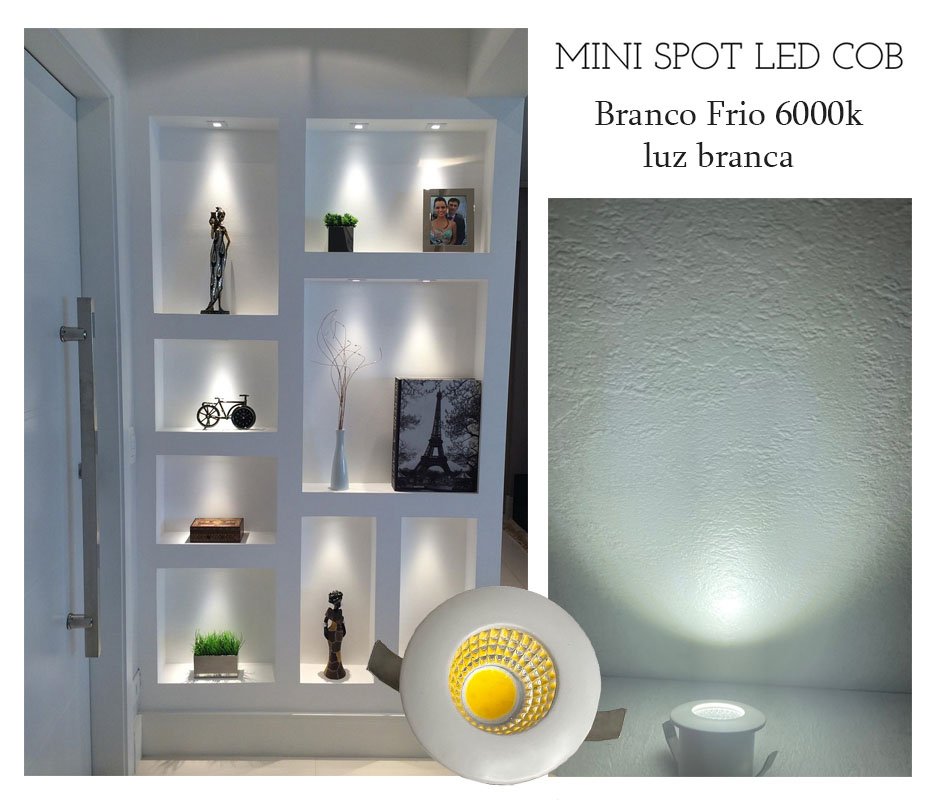 Mini Spot Led 3W Cob Redondo Branco Frio 6000k - Sua Loja de LED