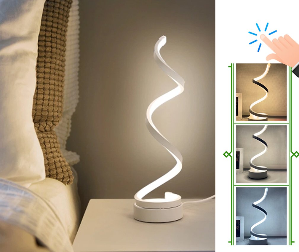 luminaria de mesa touch espiral minimalisa branca