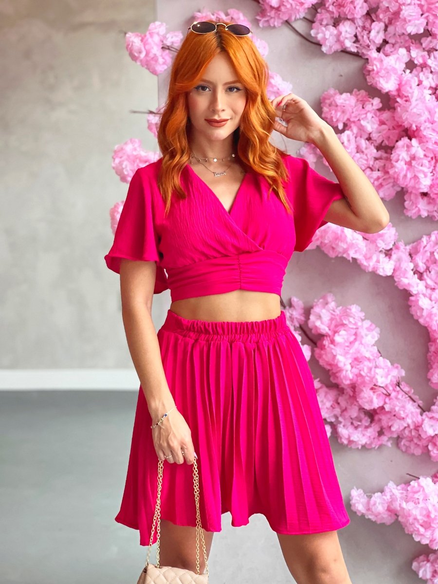 Conjunto em Crepe com Elastano Forrado e Detalhes Exclusivos Bordados Manualmente