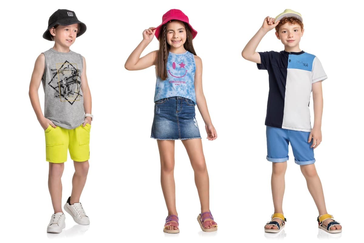 criancas com roupas da marca alenice