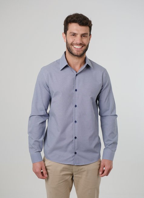 CAMISA LARGA OVERSIZE XADREZ - Azul-claro