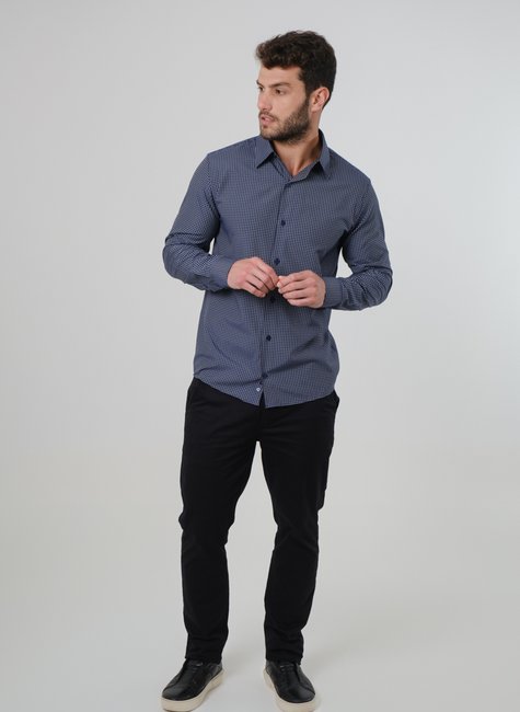 Camisa Xadrez Social Casual Masculina Slim Passa Fácil Luxo