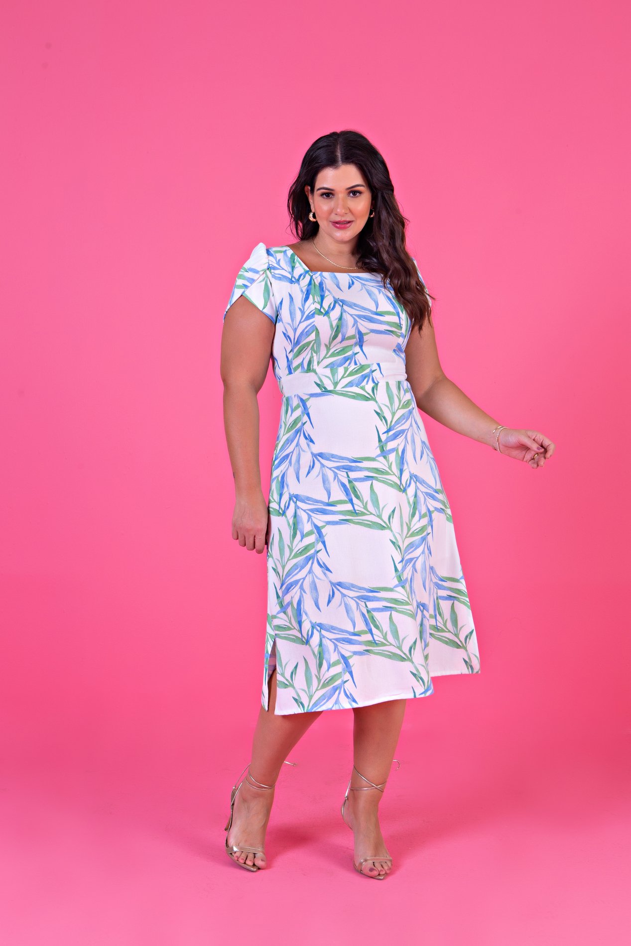 Vestido de linho 2024 midi plus size