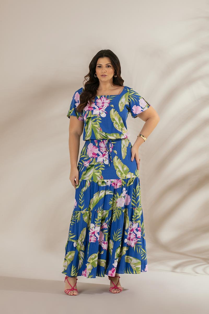 Vestido longo hot sale floral viscose