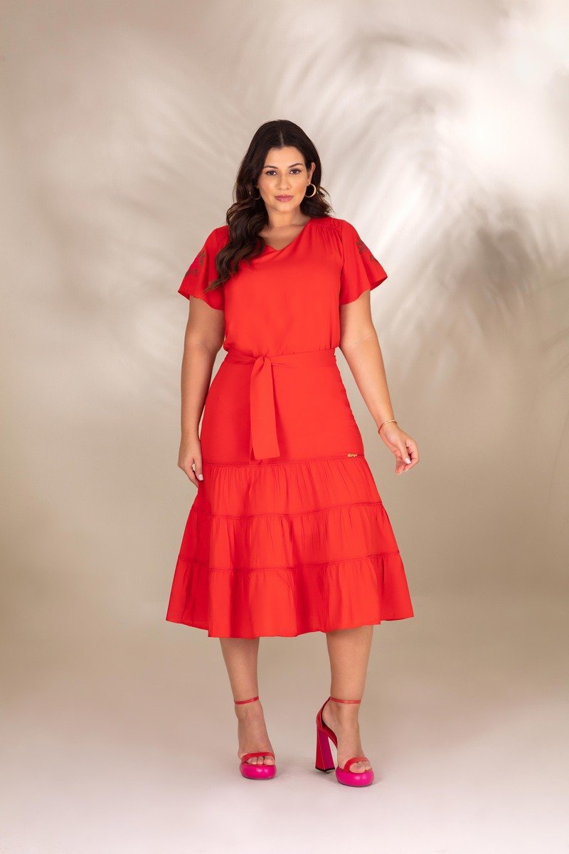 Vestido vermelho hot sale viscose