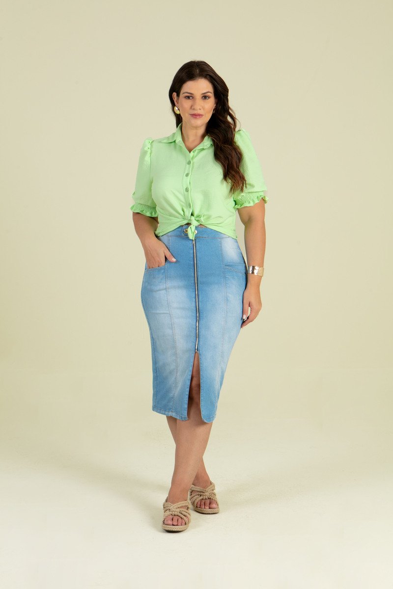 Saia midi best sale plus size jeans