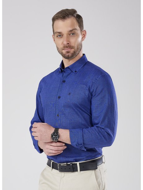 Camisa Manga Curta Azul Quadrado Comfort plus - Hilios - Inspirado