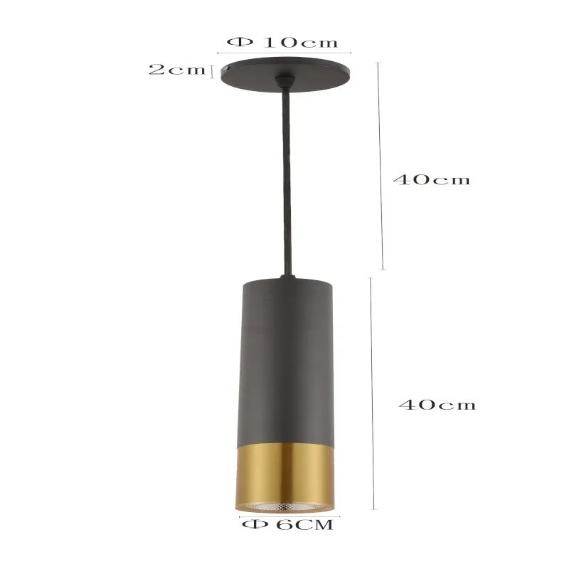 Pendente Adan 6x40cm Preto Dourado Led 5W 3000K Bivolt Nordecor 2318