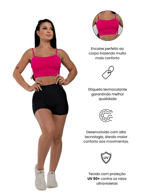 Short Fitness Rosa Honey Sports Com Franzido