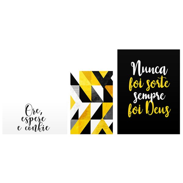 Kit 3 Placas Decorativas Geométrico Sala Frases Esperar e confiar Religioso Kit 3 Placas Decorativas Geométrico Sala Frases Esperar e confiar Religioso