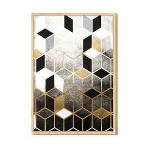 Quadro Decorativo para Geométrico Black Formas Gold Dourado Quarto Sala