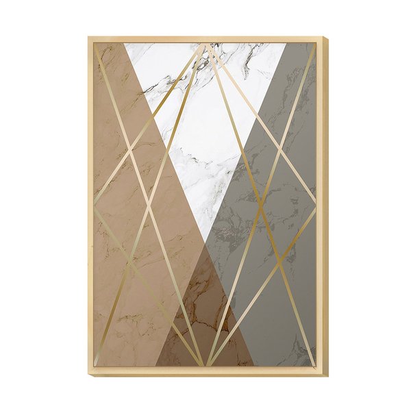 Quadro Decorativo Geométrico para Sala Gold Tons Pasteis Quadro Decorativo Geométrico para Sala Gold Tons Pasteis