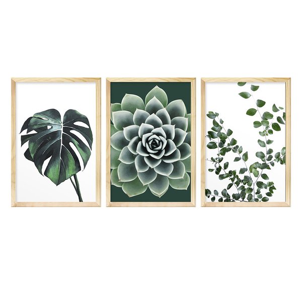 Kit 3 Quadros Decorativos para Sala de Jantar Folhagem Verde Jardim Natureza Kit 3 Quadros Decorativos para Sala de Jantar Folhagem Verde Jardim Natureza