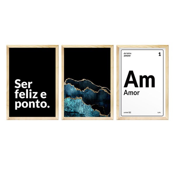 Kit 3 Quadros de Parede para Decoração de Sala Frases Família Amor Felicidade Preto Kit 3 Quadros de Parede para Decoração de Sala Frases Família Amor Felicidade Preto