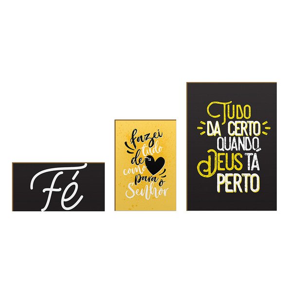 Kit 3 Placas Decorativas Sala Frases Religiosas Amor Motivação Kit 3 Placas Decorativas Sala Frases Religiosas Amor Motivação