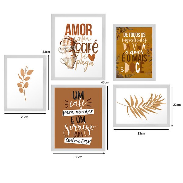 Kit 5 Quadros para Decoração Frases Café Cozinha Amor em Promoção na  Americanas