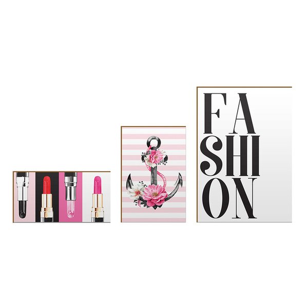 Kit 3 Placas Decorativas Salão Maquiagem Fashion Âncora Flores Kit 3 Placas Decorativas Salão Maquiagem Fashion Âncora Flores