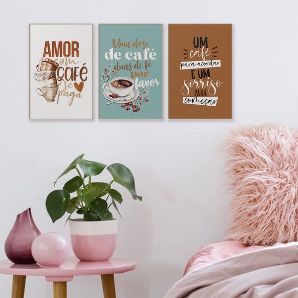 Kit 5 Quadros para Decoração Frases Café Cozinha Amor em Promoção na  Americanas