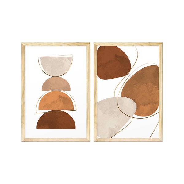 Kit 2 Quadros Decorativos Formas Geométricas Moderno Kit 2 Quadros Decorativos Formas Geométricas Moderno