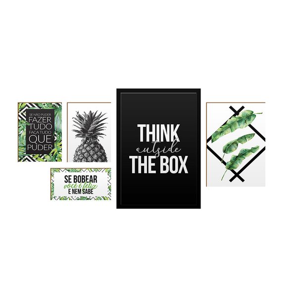 Kit 5 Quadros Decorativos Conjunto Plantas para Sala Quarto Frase Geométrico Kit 5 Quadros Decorativos Conjunto Plantas para Sala Quarto Frase Geométrico
