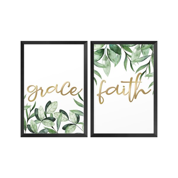 Kit 2 Quadros Decorativos Frases Folhas Dourado Quarto Kit 2 Quadros Decorativos Frases Folhas Dourado Quarto