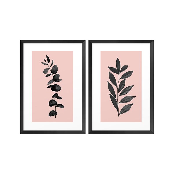 Kit 2 Quadros Decorativos Ramos Rosa Feminino Quarto Kit 2 Quadros Decorativos Ramos Rosa Feminino Quarto
